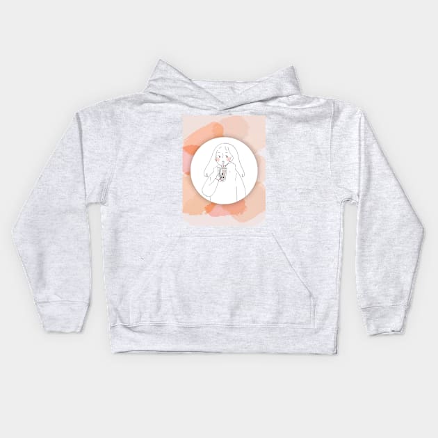 HI BUBBLE TEA Kids Hoodie by gollofleur